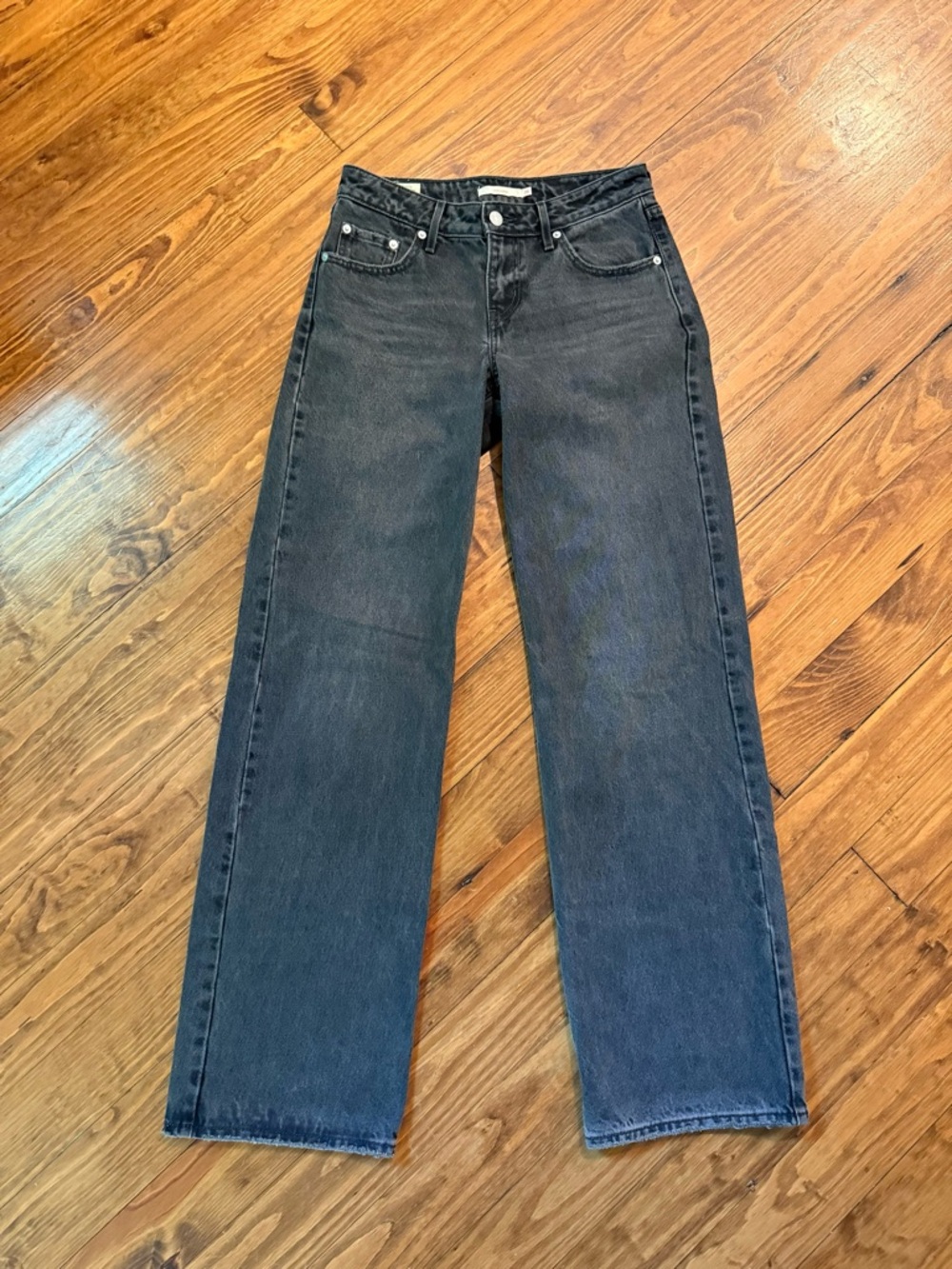 Levis Premium Low Loose Jeans Womens 26 Charcoal Wash Low Rise Straight 26x34